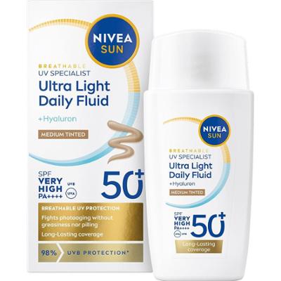 NIVEA SUN UV Face Specialist Ultra Light Daily Fluid, Medium Tinted SP
