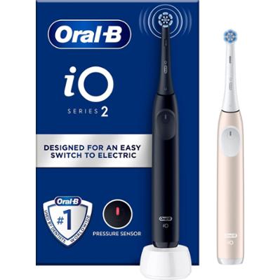Oral B iO 2 Duo-pack Electric Toothbrushes Night Black & Calm Pink