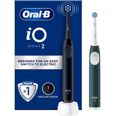 Oral B iO 2 Duo-pack Electric Toothbrushes Night Black & Forest Green