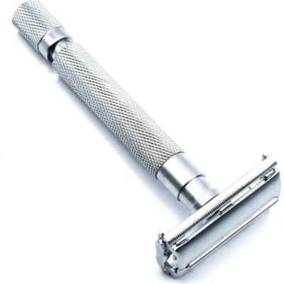 Parker Shaving 74R-SC Satin Chrome Textured Heavy Weight Butterfly Ope
