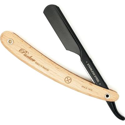 Parker Shaving Parker PTPBA - Light Wood Handle Push Type Black Blade