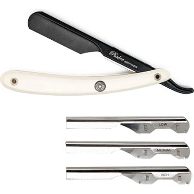 Parker Shaving PTAWK Adjustable Push w. 3 blade option White Handle Ba