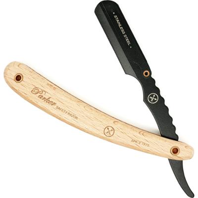 Parker Shaving SRPBA - Light Wood Handle Clip Type Black Blade Holder