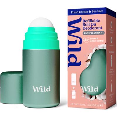 Wild Deo Roll On Aqua Case Fresh Cotton & Sea Salt 50 ml