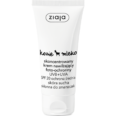 skoncentrowany krem nawilżający foto-ochronny UVB + UVA SPF 20 ochrona średnia Ziaja