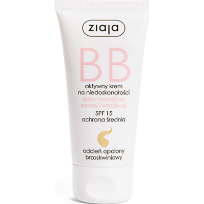 BB aktywny krem na niedoskonałości skóry normalnej, suchej i wrażliwej odcień opalony brzoskwiniowy Ziaja