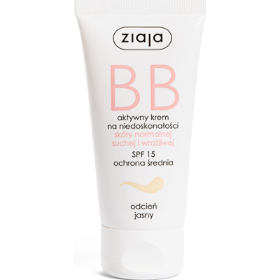 BB aktywny krem na niedoskonałości skóry normalnej, suchej i wrażliwej odcień jasny Ziaja