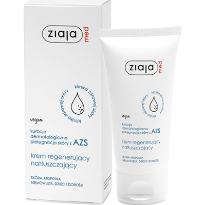 kuracja dermatologiczna pielęgnacja skóry z AZS krem regenerujący natłuszczający Ziaja