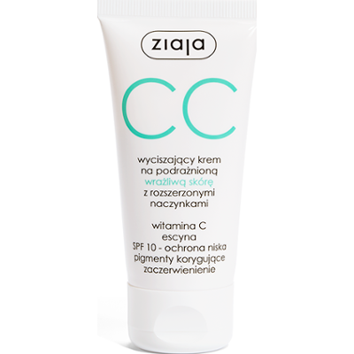 CC wyciszający krem na podrażnioną wrażliwą skórę z rozszerzonymi naczynkami SPF 10 ochrona niska Ziaja
