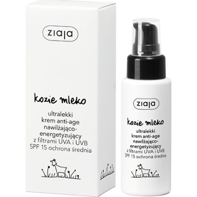 ultralekki krem anti-age nawilżająco- energetyzujący z filtrami UVA i UVB SPF 15 ochrona średnia Ziaja