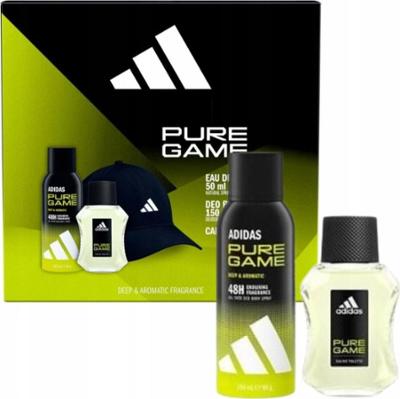 Adidas Pure Game Zestaw Prezentowy Kosmetyków Męskich EDT + DEO + Czapka
