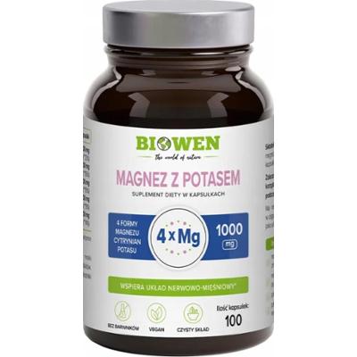 Biowen Magnez X4 z Potasem Cytrynian Magnezu Suplement Diety 100 Kapsułek