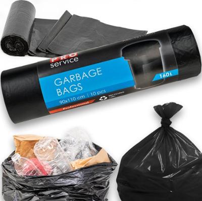 PRO Service Worki Na Śmieci Mocne Czarne Uniwersalne LDPE 160L 10 Sztuk