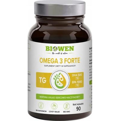 Biowen Omega 3 Forte 500mg DHA 1000mg EPA Odporność Serce Mózg 90 Kapsułek