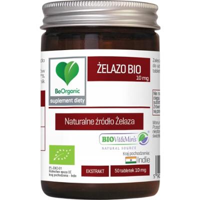BeOrganic Żelazo Bio 10mg Suplement z Liści Curry Transport Tlenu 50 Tabl