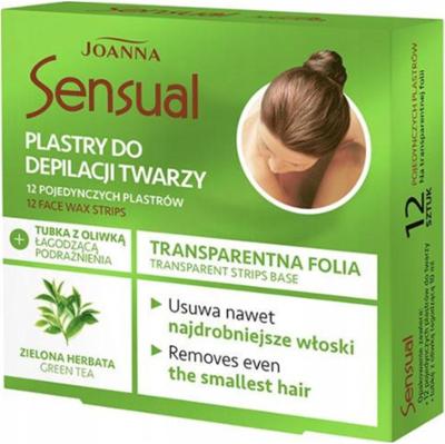 Joanna Sensual Plastry Do Depilacji Twarzy Zielona Herbata 12 szt + Oliwka