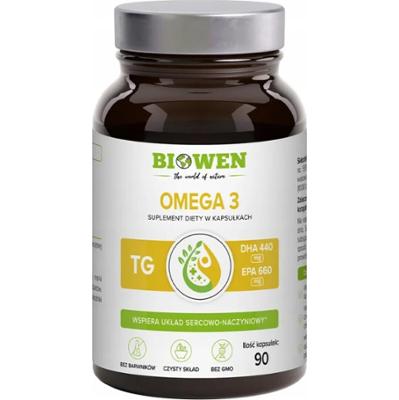 Biowen Omega 3 440mg DHA 660mg EPA Układ Odpornościowy Serce 90 Kapsułek