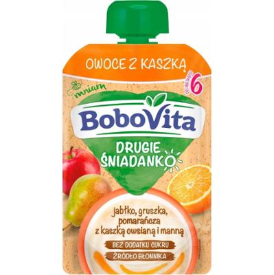 Bobovita Mus Owocowy Dla Dzieci Jabłko Gruszka Pomarańcza Kaszka Manna 100g