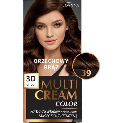 Joanna Multi Cream Color Efekt 3D Trwała Farba Do Włosów 39 Orzechowy Brąz