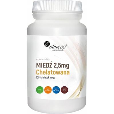 Aliness Miedź 2,5mg Chelatowana Suplement Diety Metabolizm Skóra 100 Kaps
