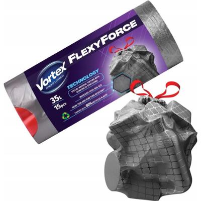 Vortex Flexy Worki Na Śmieci z Taśmą Ściągającą Mocne 35L 15 Sztuk