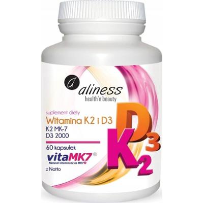 Aliness Witamina K2 MK7 100 µg z Natto + D3 Suplement Diety 60 Kapsułek