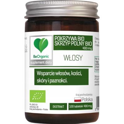 BeOrganic Pokrzywa + Skrzyp Polny Bio Wsparcie Włosów Kości Skóry 100 Tabl