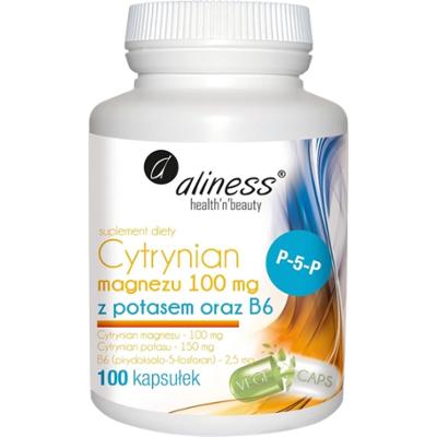 Aliness Cytrynian Magnezu z Witaminą B6 i Potasem Suplement Diety 100 Kaps