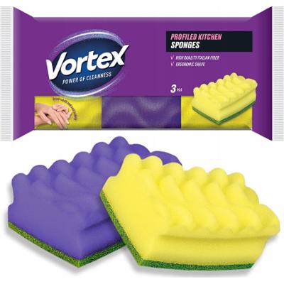 Vortex Gąbki Kuchenne Do Mycia Naczyń Profilowane Dwustronne Fala 3 Sztuki
