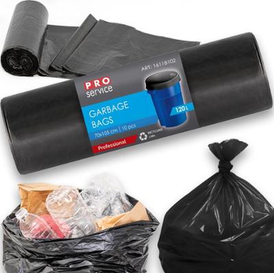 PRO Service Worki Na Śmieci Mocne Czarne Uniwersalne LDPE 120L 10 Sztuk