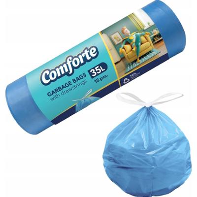 Comforte Worki Na Śmieci z Taśmą Ściągającą Mocne Niebieskie 35L 15 Sztuk