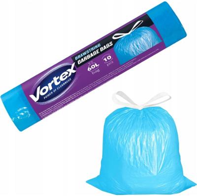 Vortex Worki Na Śmieci z Taśmą Ściągającą Niebieskie Uniwersalne 60L 10 Szt