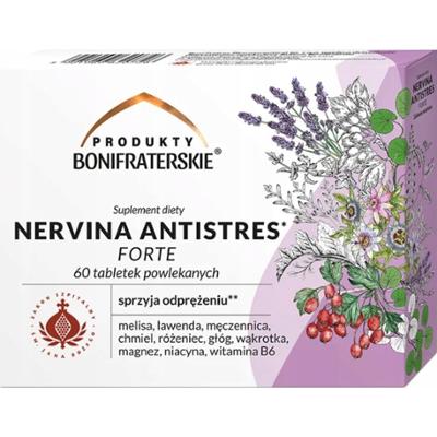 Bonifraterskie Nervina Antistres Suplement Ziołowy Melisa Magnez 60 tabl