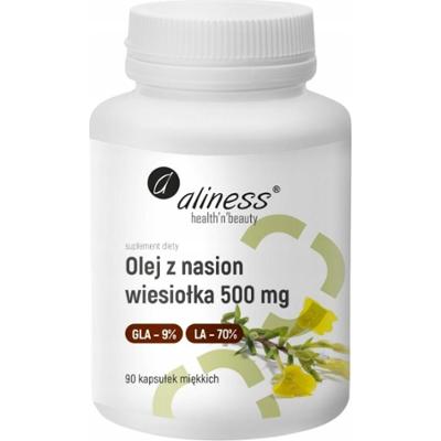 Aliness Olej z Nasion Wiesiołka 500 mg Cholesterol Trawienie 90 Kapsułek