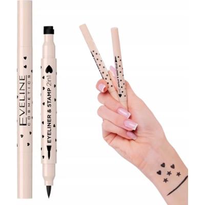 Eveline Eyeliner Dwustronny Ze Stemplem z Sercem Serduszkiem 01 Czarny