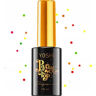 Yoshi Party Top Do Paznokci Hybrydowy No Wipe z Kolorowymi Drobinkami 10ml