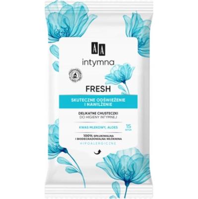 AA Intymna Fresh Biodegradowalne Chusteczki Do Higieny Intymnej Aloes 15szt