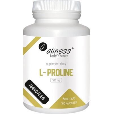 Aliness L-Proline 500mg Suplement Diety Aminokwas Skóra Włosy Kości 100 Kap