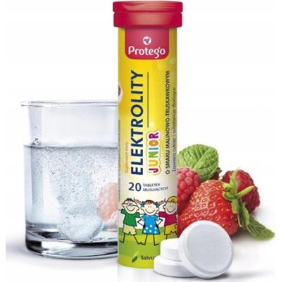 Protego Elektrolity Junior Smak Malinowy Nawodnienie 20 Tabletek Musujących