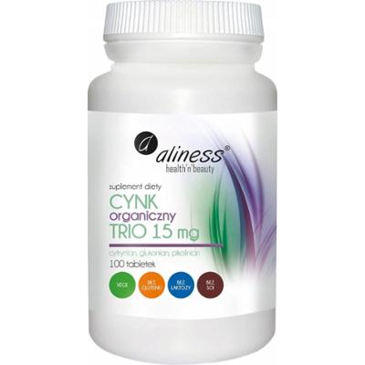 Aliness Cynk Organiczny Trio 15mg Cytrynian Suplement Odporność 100 Kaps