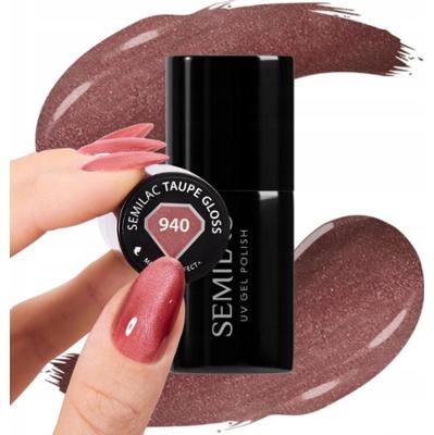 Semilac Lakier Hybrydowy Do Paznokci Manicure Cat Eye 940 Taupe Gloss 7ml