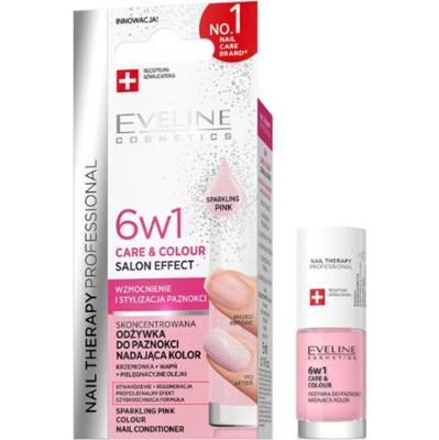 Eveline Nail Therapy 6w1 Wzmacniająca Odżywka Do Paznokci Róż Sparkling 5ml