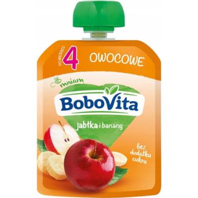 Bobovita Owocowy Mus Dla Dzieci Jabłka i Banany Bez Cukru Po 4 Miesiącu 80g