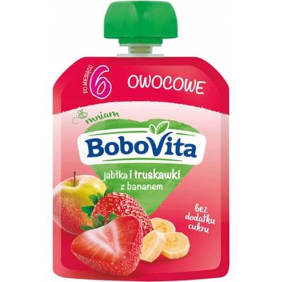 Bobovita Owocowy Mus Dla Dzieci Jabłko Truskawka Banan Po 6 Miesiącu 80g