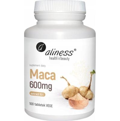 Aliness Korzeń Maca Ekstrakt 600mg Suplement Diety Płodność Libido 100 Tabs