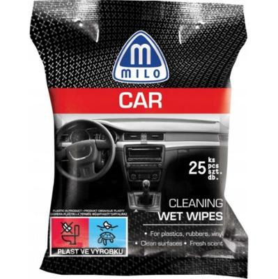 Milo Car Nawilżane Mokre Chusteczki Do Samochodu Plastik Winyl Guma 25 szt