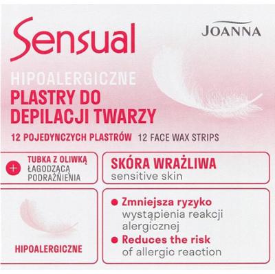 Joanna Sensual Hipoalergiczne Plastry Do Depilacji Twarzy 12 szt + Oliwka