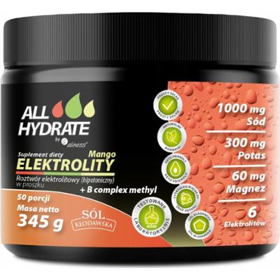 Aliness AllHydrate Elektrolity B Complex Methyl Mango Suplement Diety 345g