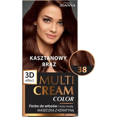 Joanna Multi Cream Color Efekt 3D Trwała Farba Do Włosów 38 Kasztanowy Brąz