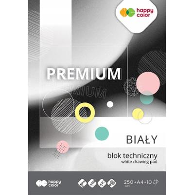 Happy Color Premium Biały Blok Techniczny A4 250g Szkolny Gładki 10 Kartek